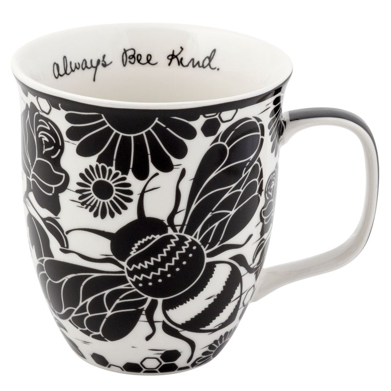 Karma Gifts 16 oz Black and White Boho Mug Bee - Cute Coffee and Tea Mug - Ceramic Coffee Mugs for Women and Men, 1 Count (Pack of 1) - Image 1